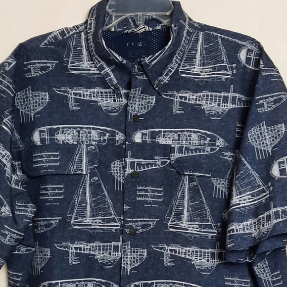 Chaps Shirt Mens XXL Blue Button Down Short Sleeve Casual Pockets - Picture 3 of 5